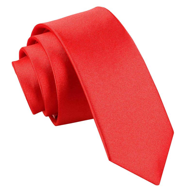 DQT Plain Satin Men's Skinny Tie Perfect for Weddings Formal Attire Special Occasions 7