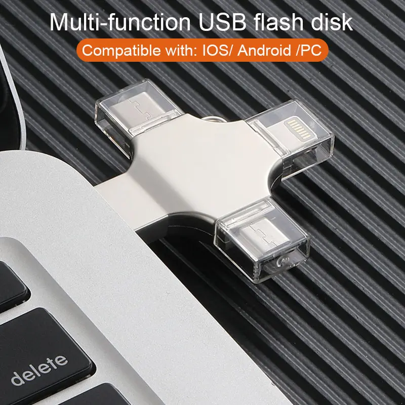 4-in-1 OTG multi-functional mobile phone USB flash drive, 2TB large memory, Mini high-speed USB 3.0 external storage USB flash drive, suitable for iPad, Android mobile phones, PC and more devices, high-speed USB 3.0 flash drive, boyfriend gift 4