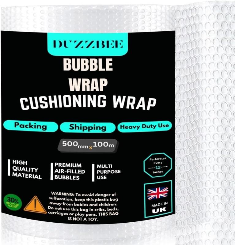 DUZZBEE Bubble Wrap For Moving House Bubble Wrap Roll 500mm x 100m Roll of Bubble Wrap for Moving Houses, Easy Packing, Office and Industrial Use 0