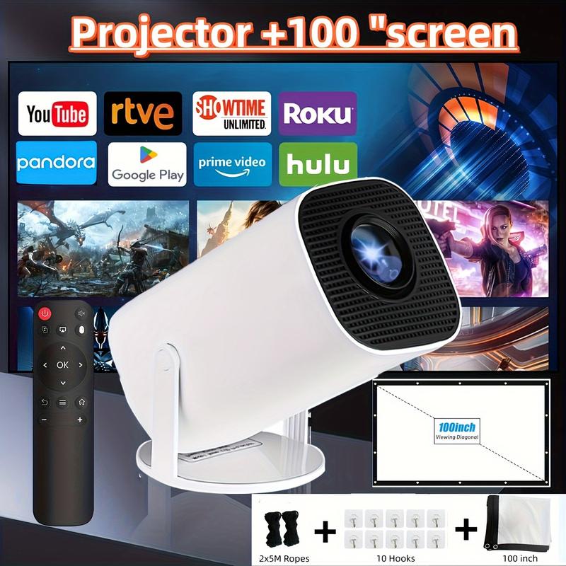 Portable 4K Mini Projector - Wireless 2.4/5G WiFi, BT 5.0, Android 11, Auto Keystone, 180° Rotation - Compact Home Theater for Movies, Gaming, and Entertainment Audio 3