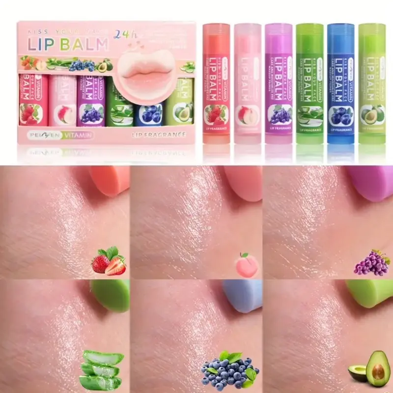 Moisturizing Fruit Flavored Lip Balm Set with Vitamin E for Long-Lasting Hydration and Soothing Lip Care, Assorted Fragrances - Gift Box Included Skincare Comfort Moisturize 3