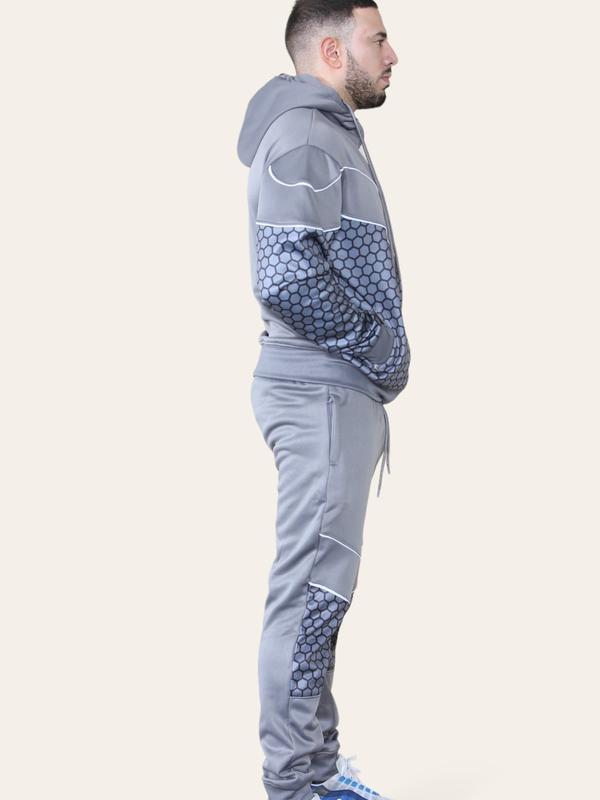 New Men's 2 Piece Logo Printed Running Jogging Hooded Tracksuit 4