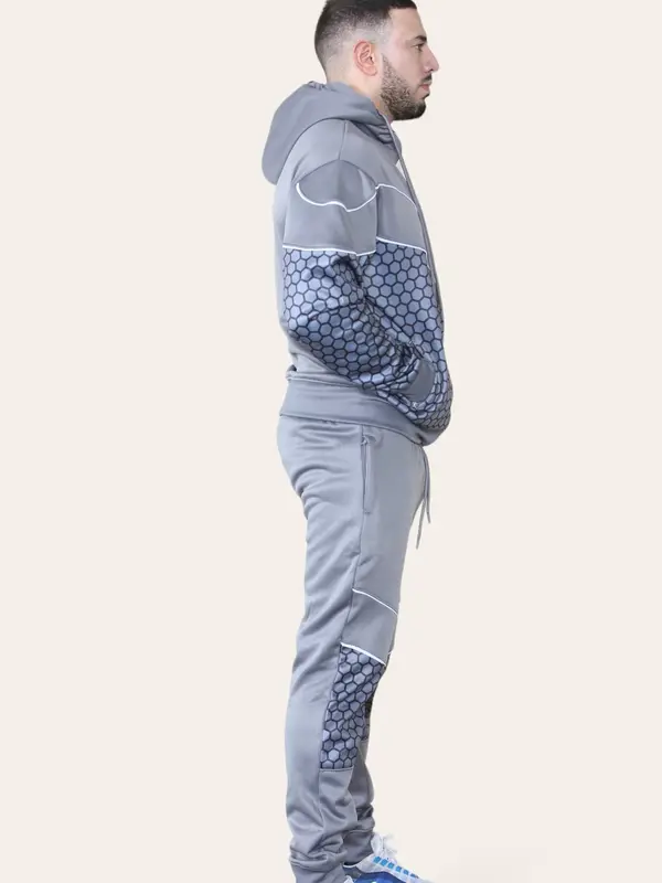 New Men's 2 Piece Logo Printed Running Jogging Hooded Tracksuit 3