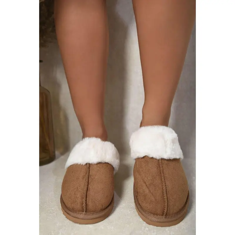 iKrush Fuzzy Faux Fur Lined Slip-on Slippers i38078  Mules Sliders Slip On Fur Lined Low Heel Regular Length Regular Fit 8