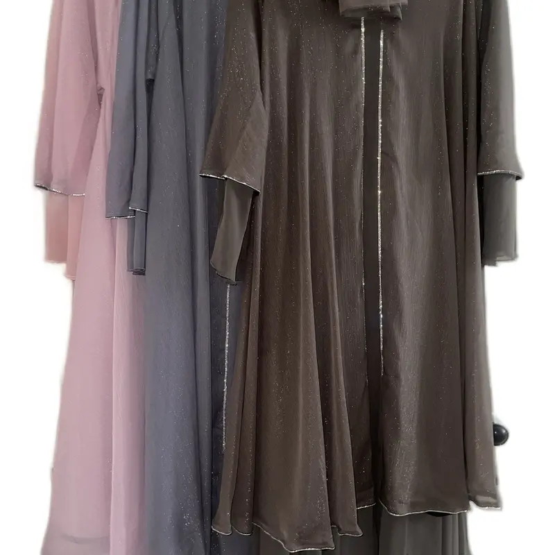 Salma style closed abaya. Flowy dress come with belt and scarf. 3