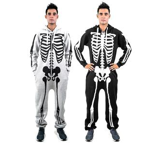 NOROZE Halloween Skeleton-Themed Onesie All in One Costume Long Sleeve Hooded Jumpsuit UK Size S-2XL Fabric Menswear
