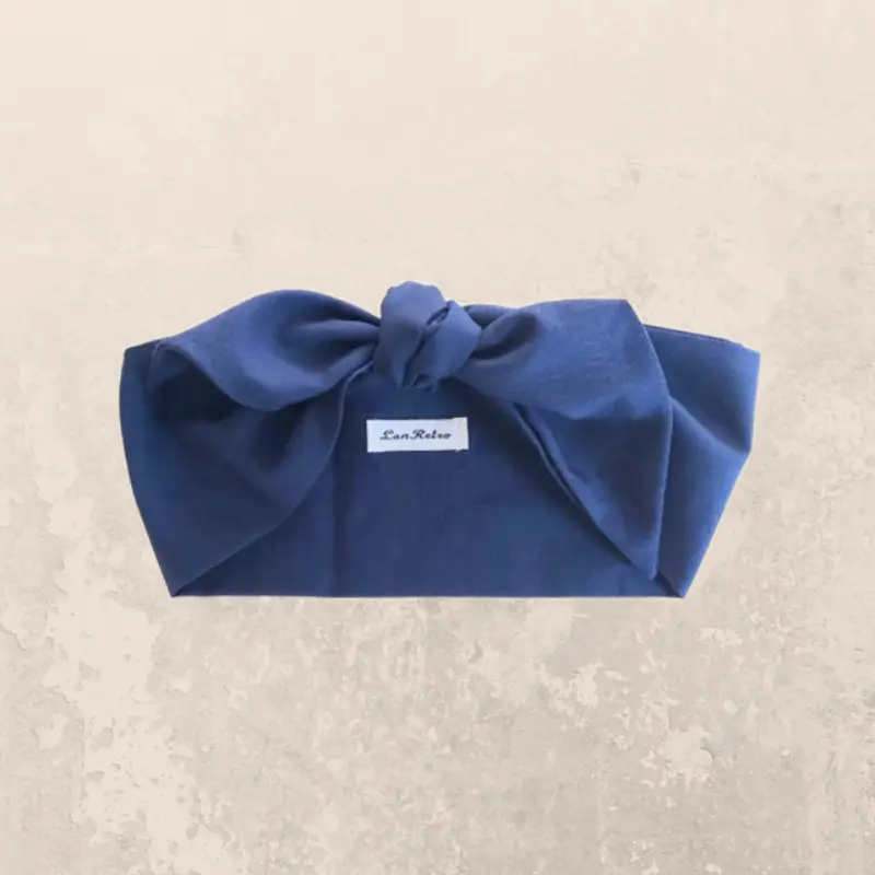 Navy Blue Cotton Hair Scarf 1