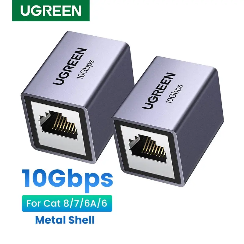 UGREEN RJ45 Connector 10Gbps Network Extender Extension for Cat8 Cat7 Cat6 Ethernet Cable Adapter Gigabit Female to Female 0