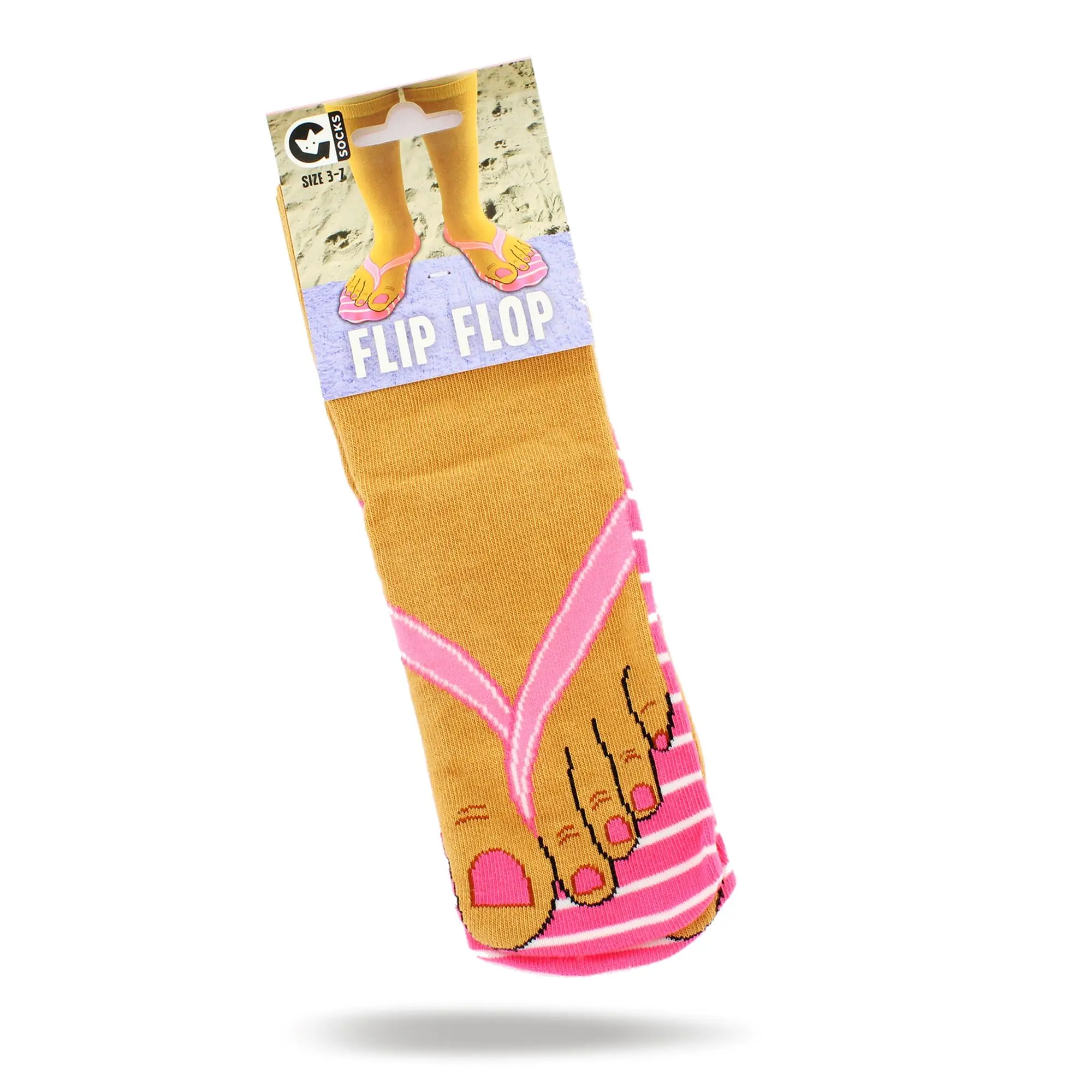 Novelty Pink Flip Flop Socks - Joke Present - Adult Shoe Size 3-7 Womenswear Underwear Birthday and Secret Santa Stocking Filler Gift