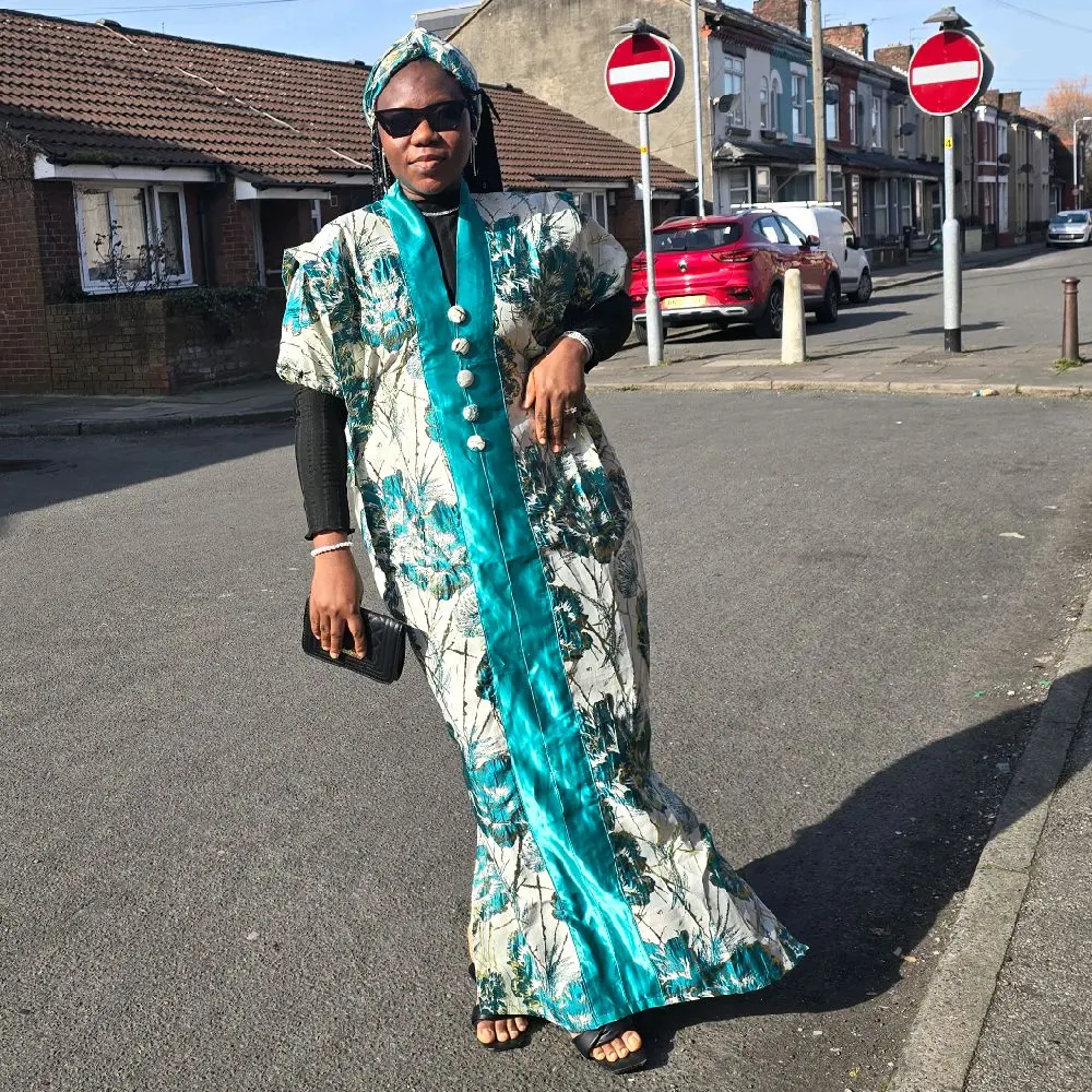 GREEN BROCADE Bubu Party Dress