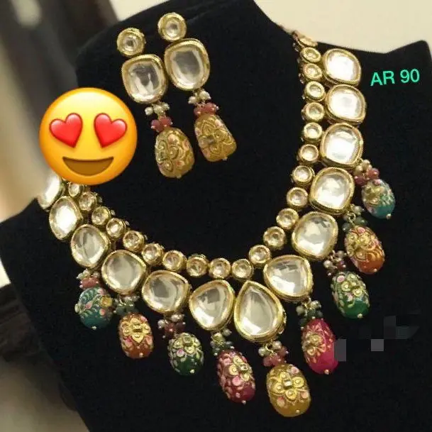Traditional Kundan Meenakari Multi colour set