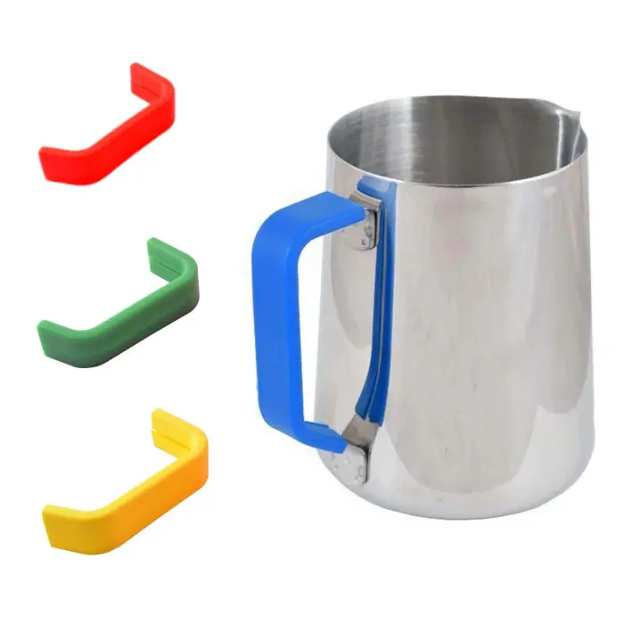 Multicoloured Silicone Sleeves for Milk Frothing Jugs, Set of 4, to Prevent Cross Contamination Between Different Milk Types for Coffee Shops and Cafe's to Fit 1 Litre Jugs.