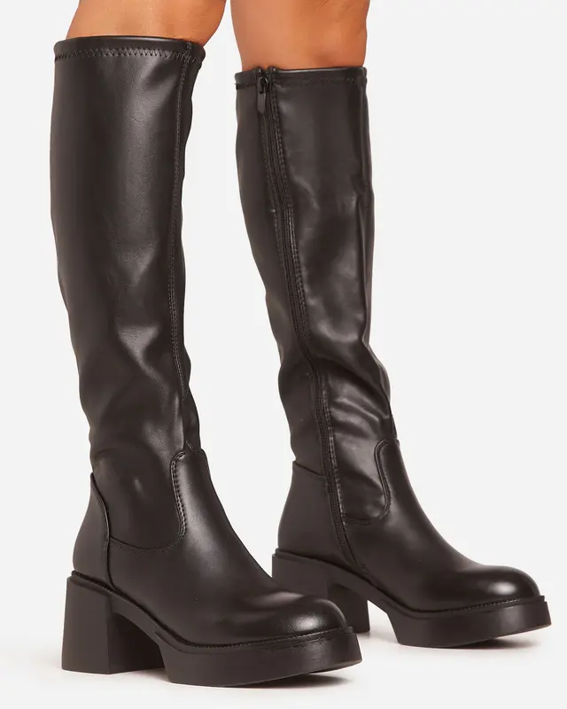Caesar Chunky Block Heel Knee High Long Boot 4