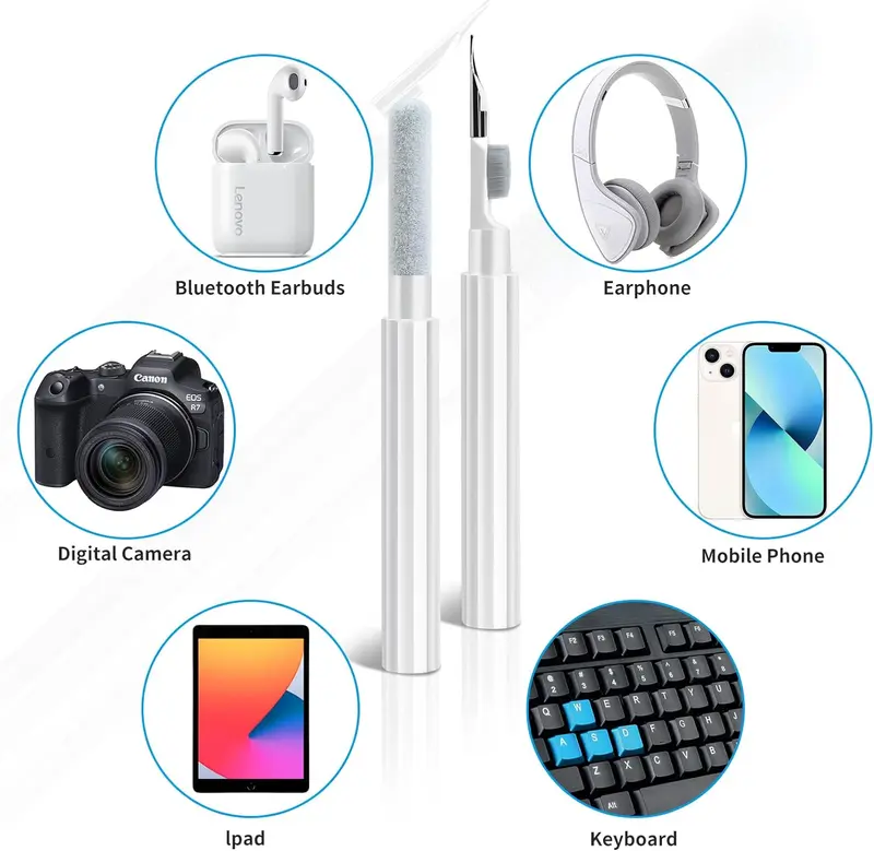 Multifunctional Advanced Airpod Cleaning Kit for Earbuds, Keyboards and Phones Accessories Metal Bluetooth Detachable Devices Electronic Shell Sponge 4
