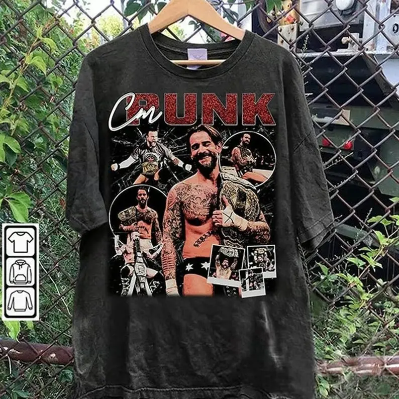 CM Punk Retro Y2K Unisex T-Shirt | cm Punk Fan Gift | WWE Fan Shirt | cm Punk Fan Shirt | SmackDown RAW Fan Gift | wwe Y2K Fan Shirt