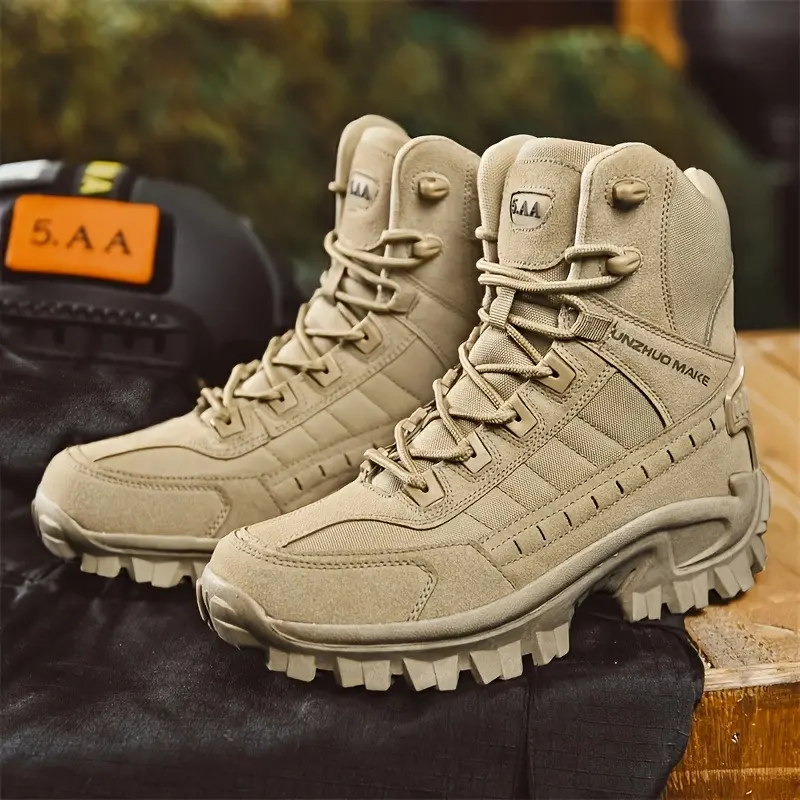 Men's Solid High Top Boots, Comfy Non Slip Lace Up Durable Shoes For Men's Outdoor Activities, Men's Footwear 2