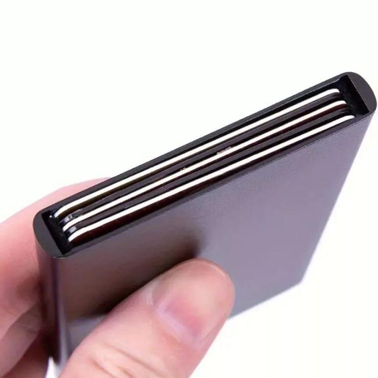 Credit Card Holder Mens Slim Anti-Theft Aluminium RFID Blocking Wallet ID Holder cardholders brown minimalist men's men 4