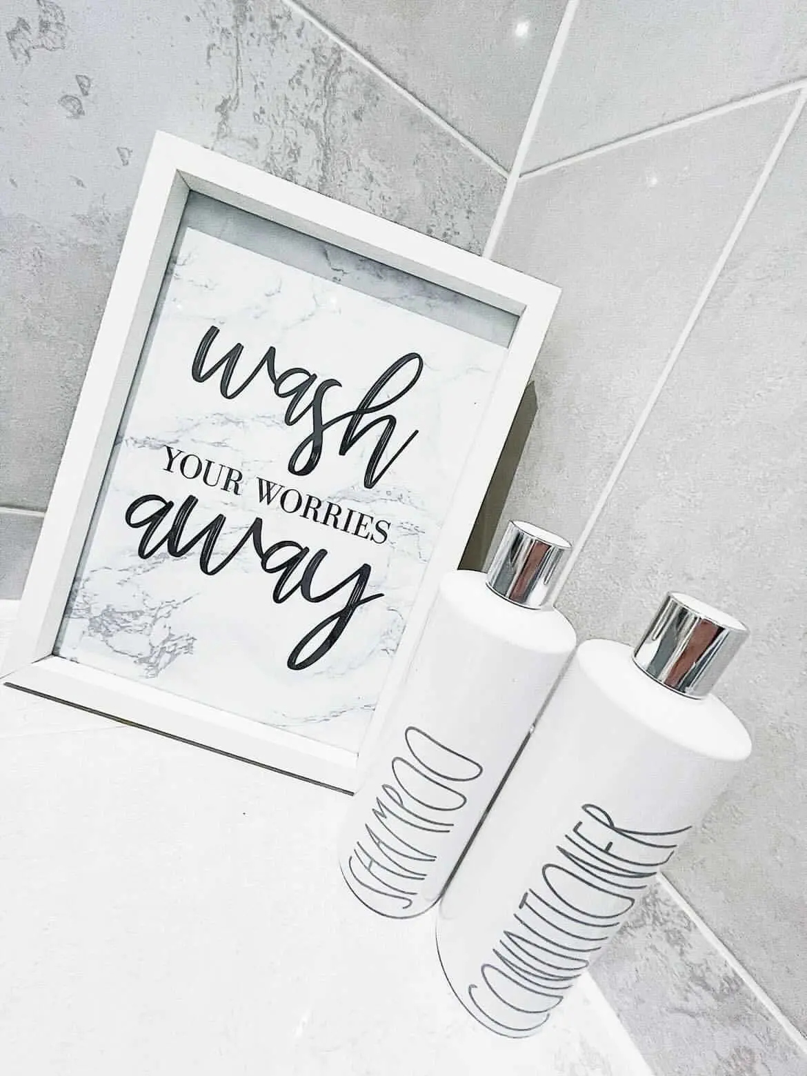 Wash Your Worries Away Marble Bathroom Wall Decor Print (With Or Without Marble)