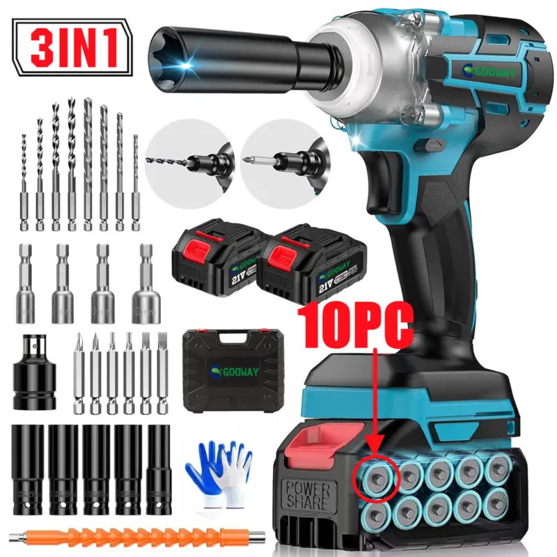 2-3 days arrival🔧For car repair, 21V cordless electric impact wrench, wheel nut gun + 2x4.0Ah batteries cordless  pressure  washer pressure  washer  hose hex  strap 0