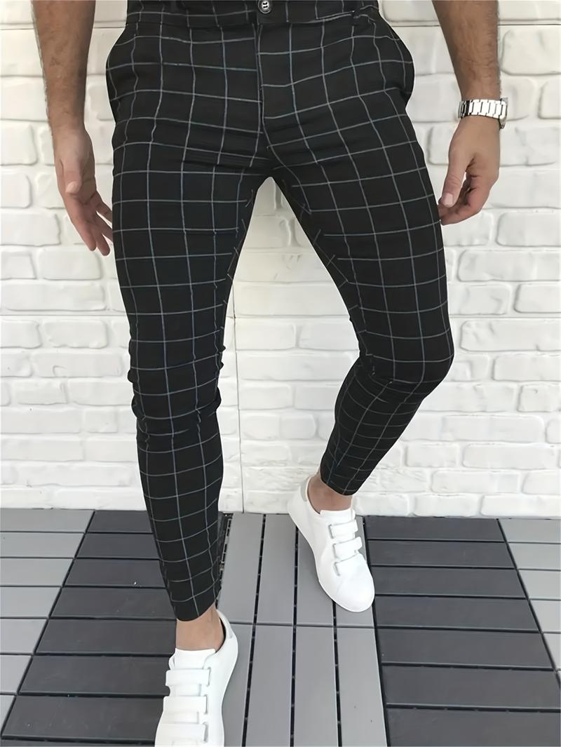 Product Introduction of Elegant Plaid Slacks, Men's Casual Vintage Style Dress Pants For Business Banquet 22