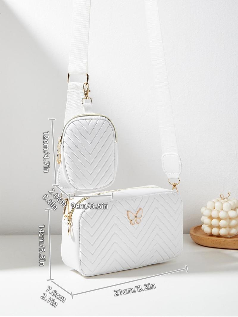 Product Introduction of Women's Butterfly Decorated Crossbody Bag Set, Casual Adjustable Shoulder Bag & Small Wallet Bag for Daily/Fall Festival Used, Versatile High-quality Bag Back To School 11