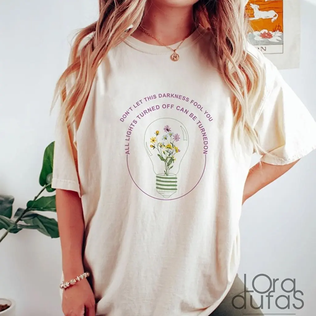 Floral Light Bulb Noah Kahan Call Your Mom Song Lyrics Inspired Unisex Tee Crewneck Cotton