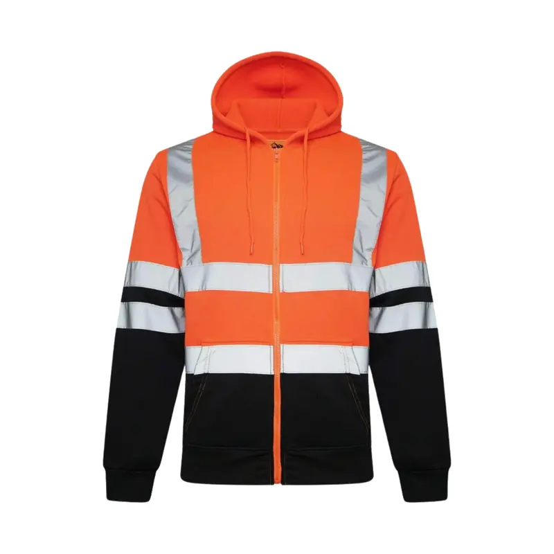 Hi Viz Reflective Tape Zipper Hoodie | Hi Viz, Soft Stretch Material, Durable Full Zip Uniforms , Long Sleeve Menswear Comfortable Relaxed Fit, Machine Washable, waterproof Sweatshirts Hoodie Tops 3
