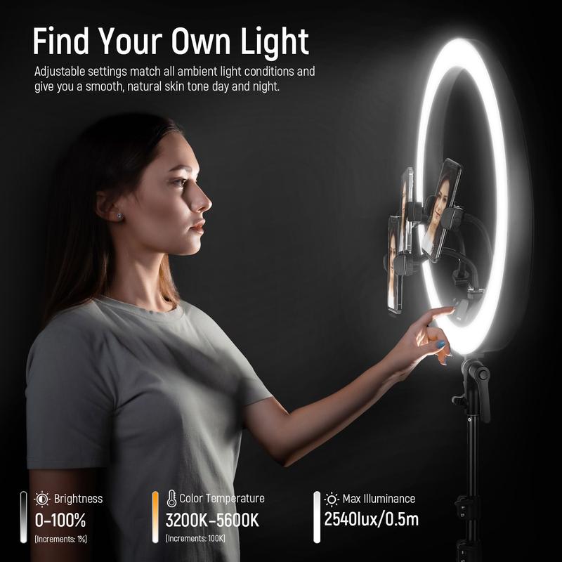 NEEWER RP19H 19 Inch LED Ring Light With 3 Phone Holders 1