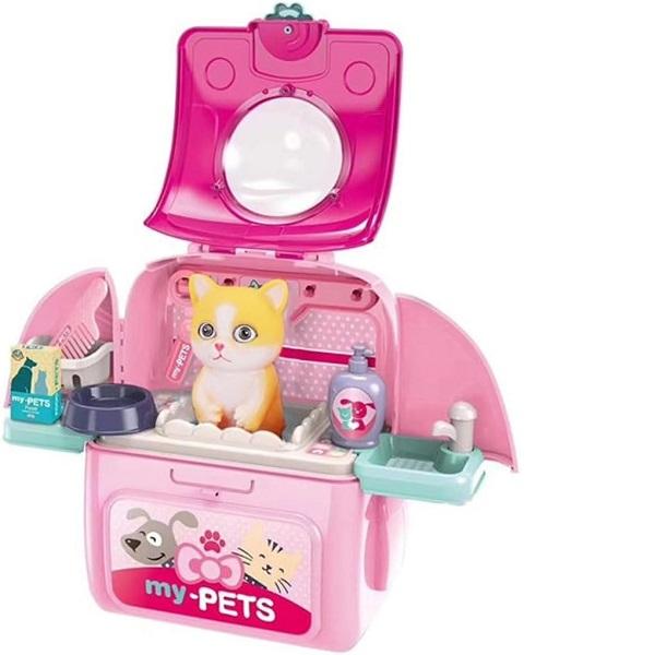 Kids Pet Space Bag Play House Set - 2 in 1 Pet Backpack for Dogs and Cats Grooming Kit 6