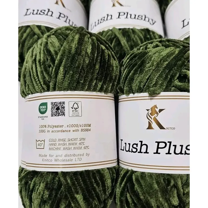 Lush Plushy Soft Chenille Chunky Knitting Crochet Yarn - 5x100g Shade 14 1