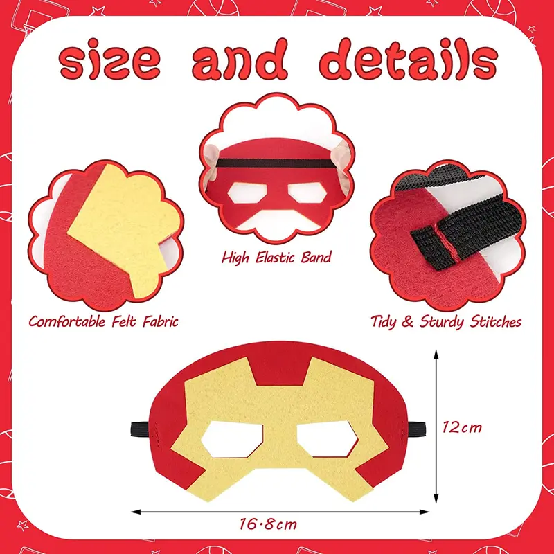 Kids Fancy Dress Face Masks-Boys Girls Superhero Felt  Eye Mask Party Movie character dress up accessories Comfortable Halloween 5