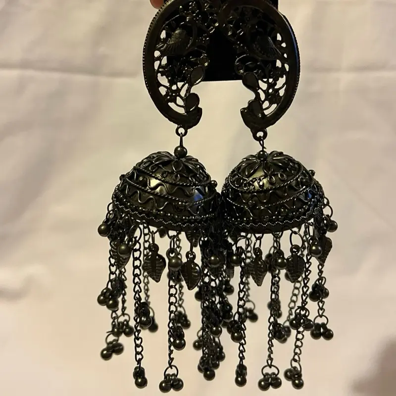 Extra Long Dark Color Kaan Jhumka - Indian Jewelry earing 5