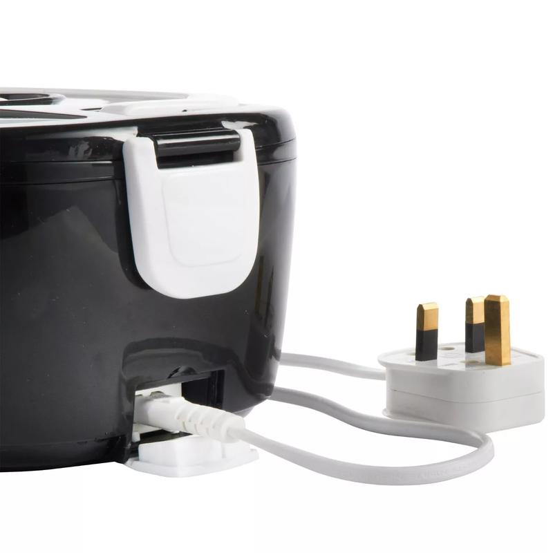 Black Electric Heated Lunch Box Portable Food Warmer Lunch Bento Box 40W 1.5L 2