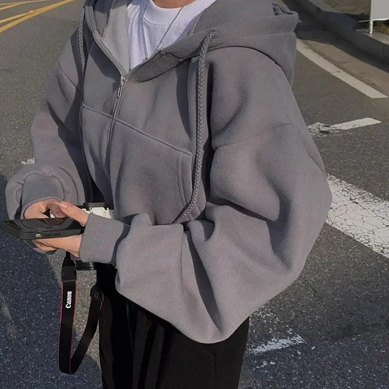 Best Sellers Fall Winter Hoodies Women Casual Streetwear Zipper Sweatshirts Long Sleeve Jackets Harajuku Y2K Cropped Tops Hooded Shirts Spring Women Cropped Jackets 1