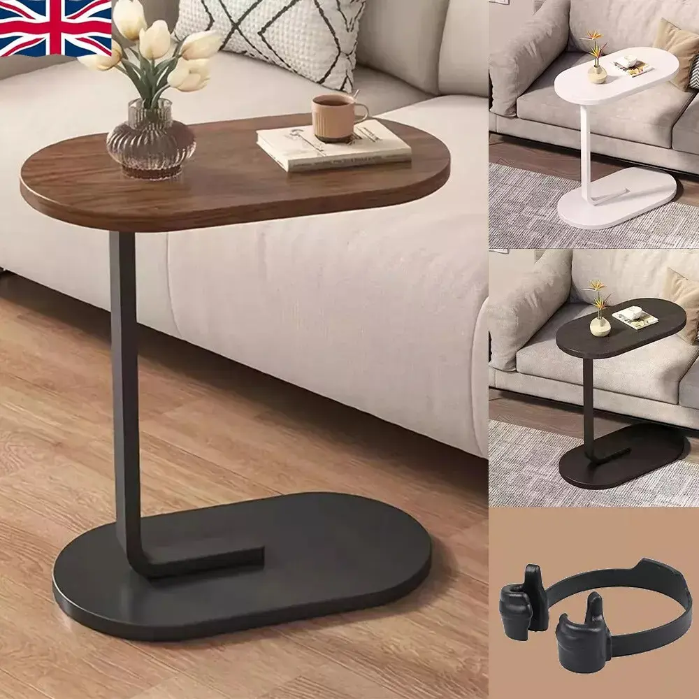 C-Shaped Compact Sofa Side End Table for Living Room and Bedroom