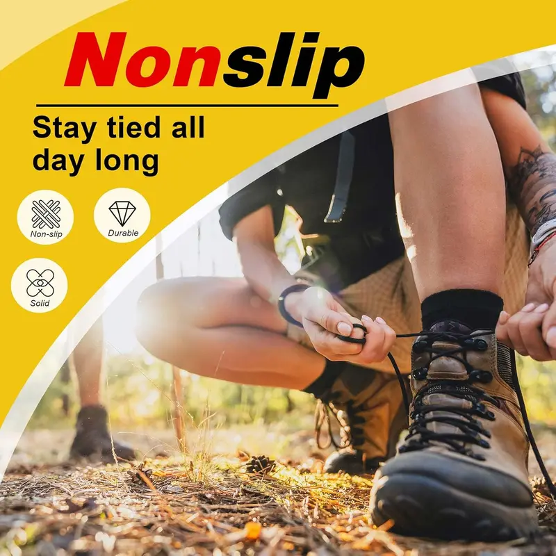 Round Boots Shoelace, 4mm Diameter Outdoor Work & Hiking Boots Shoe Laces, Premium Round Shoelaces for Trainers Shoes Footwear Comfort 3