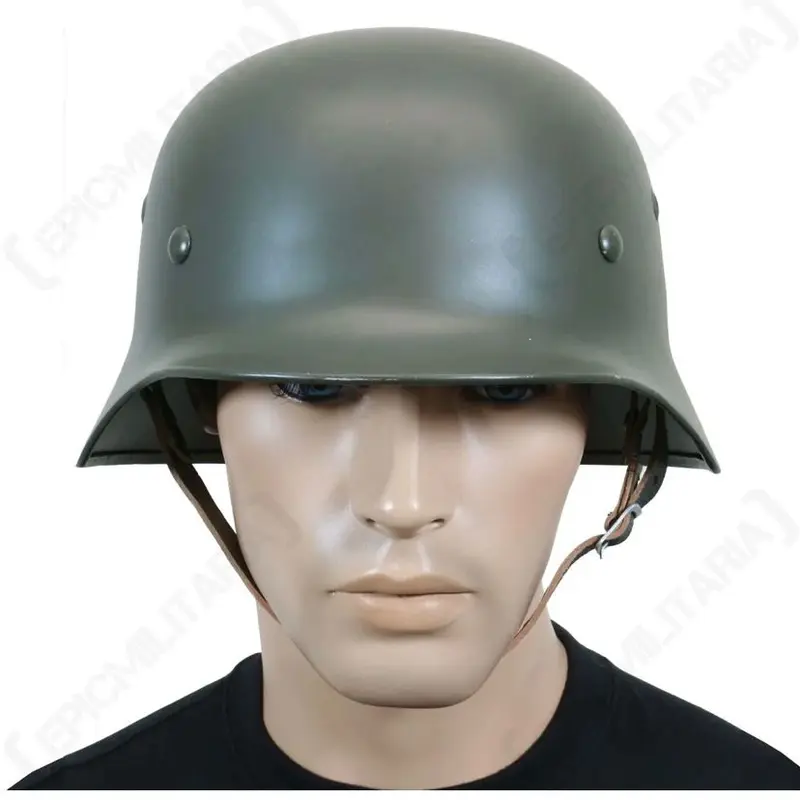 Reproduction WW2 German M35 Helmet - Leather Liner Quality Steel Army Stalhelm 2