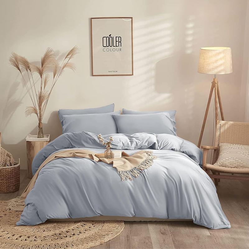 100% Egyptian Cotton Duvet Cover Set |200 Thread Count Plain Dyed Duvet Quilt Cover Set With Free Pillowcases| Non-Iron Easy-care Bedding Set - Single Double King Super King Sizes 4