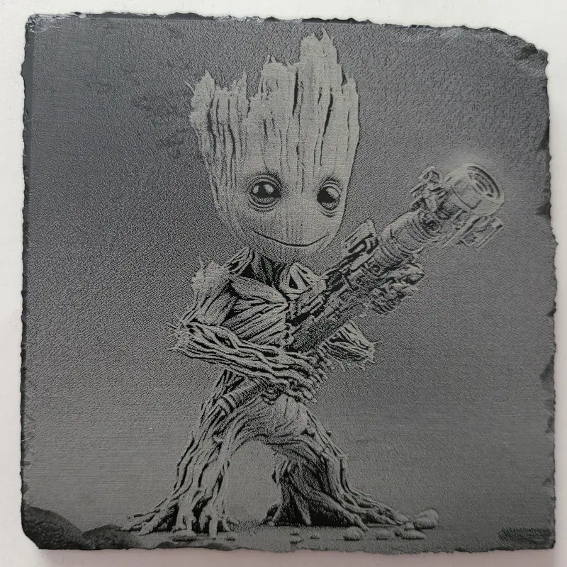 Laser Engraved Slate Coaster with Black Pads on Bottom - 10cm x 10cm - Tableware Tableware 0