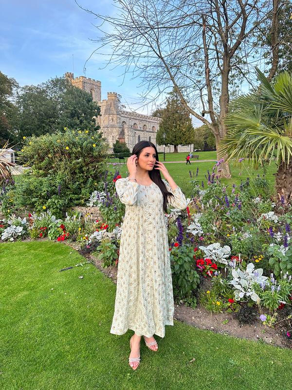 HK59 Sheesha Mint Mirror Linen Long Dress 1