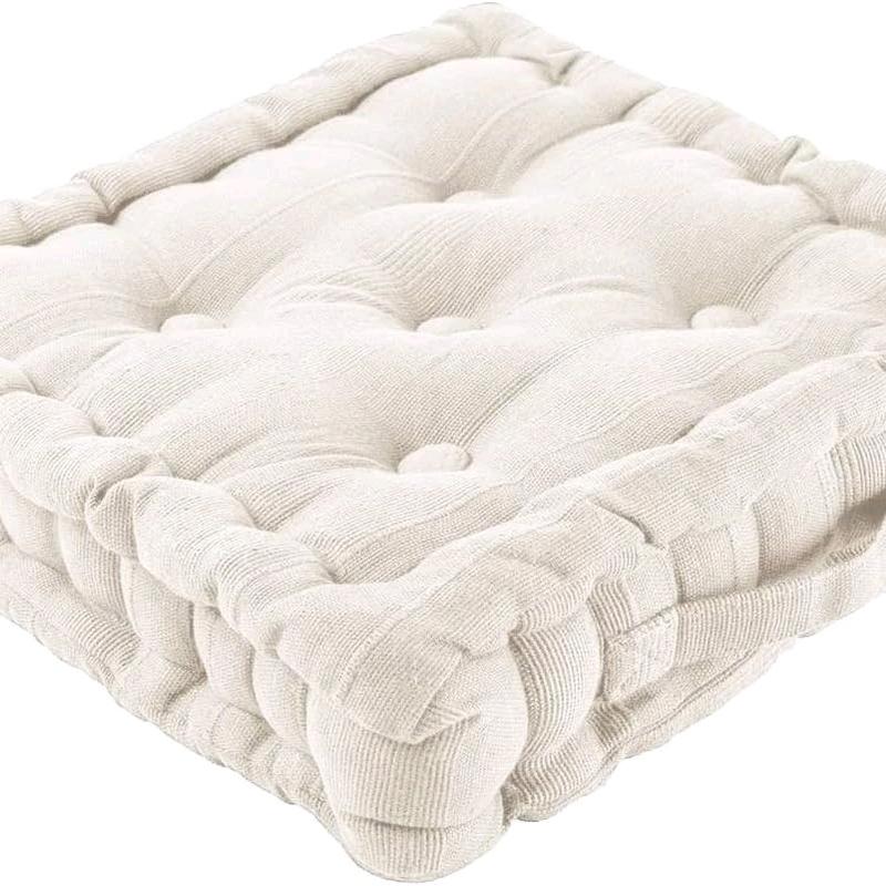 100 % Cotton Booster Cushion 10 Colours Thick Chunky Seat Pad Soft Fabric 6