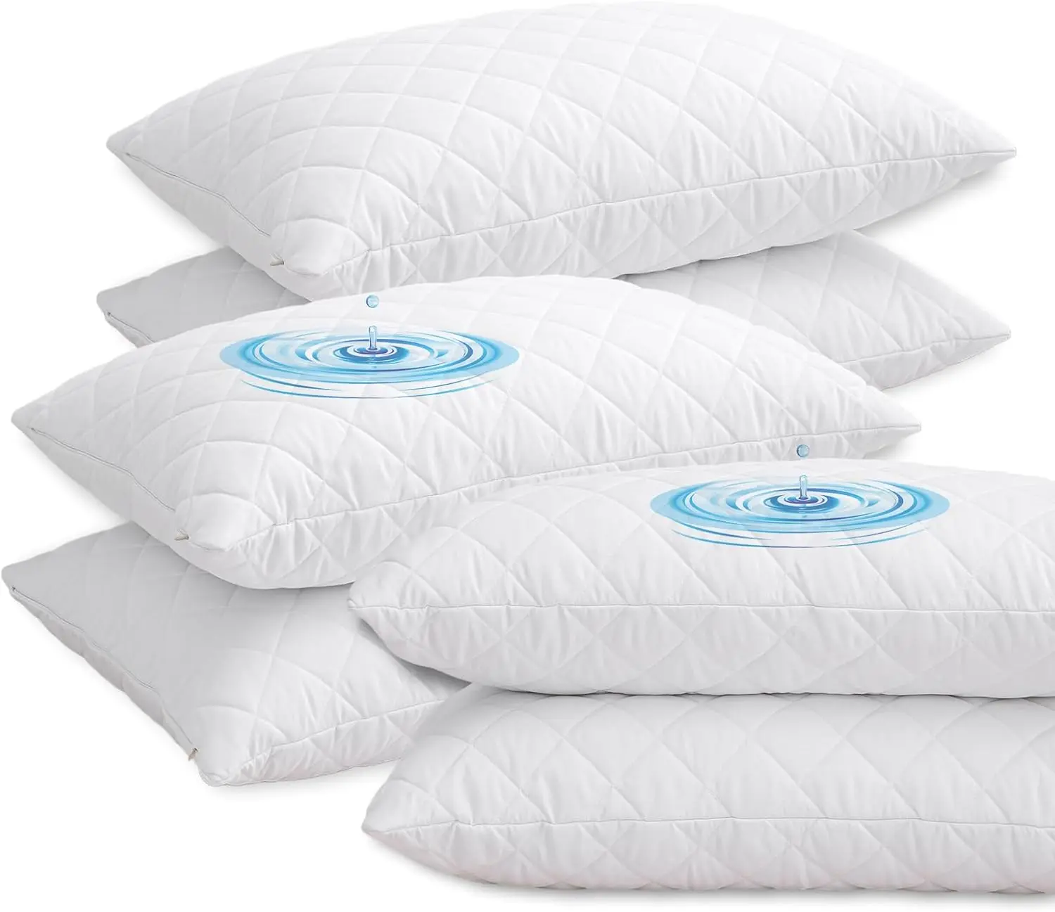 Waterproof Pillow Protectors Pack of 2, 4, 6 & 8 - Luxury Hotel Quality Zippered Quilted Pillow Protector Covers - 50x75 cm - Generic Brand
