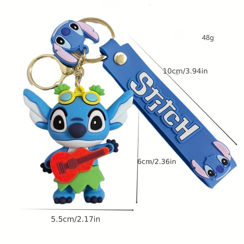 Stitch PVC Keychain Set - Non-Braided, Durable Cartoon Character Key Rings, Cute Backpack Charms, Ideal for Christmas & Halloween Gift Ideas - Pack of Multiple Designs 1