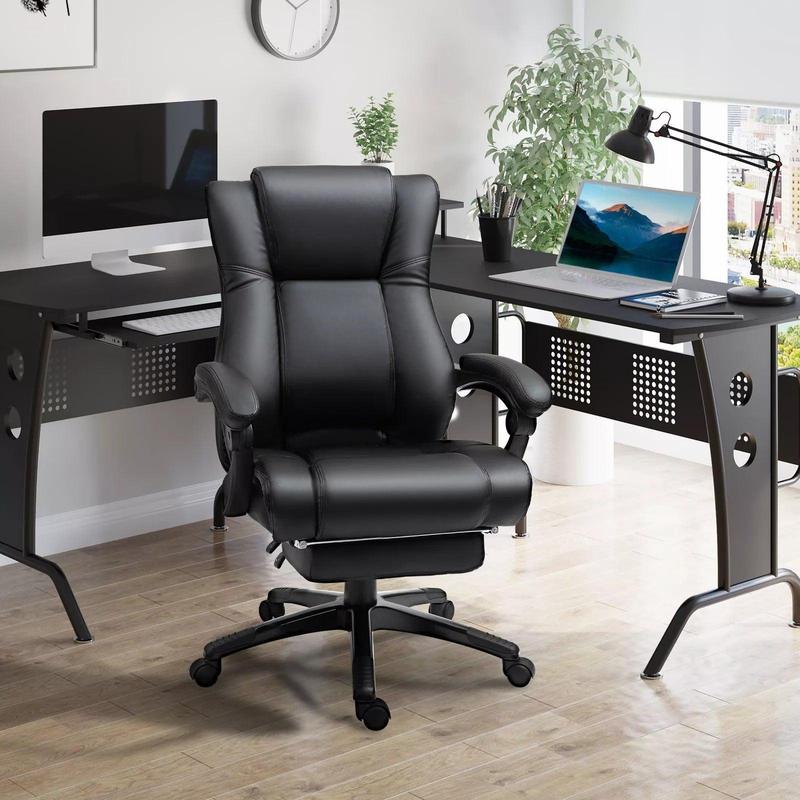 Black Faux Leather Desk Chair for Office and Home Use 3