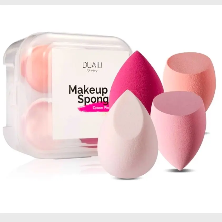 4 Pack Makeup Beauty Blender Sponges Set - Latex Free with Holder Case for Liquid Foundation & Powder - Cosmetic