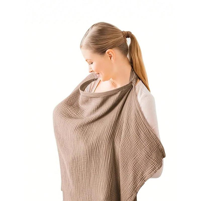 1pc Nursing Cover For Breastfeeding Outdoors In Coffee/Milky Blue/Green Color, With Breathable Gauze And Anti-Peep Shoulder Wrap For Breastfeeding Mothers 2