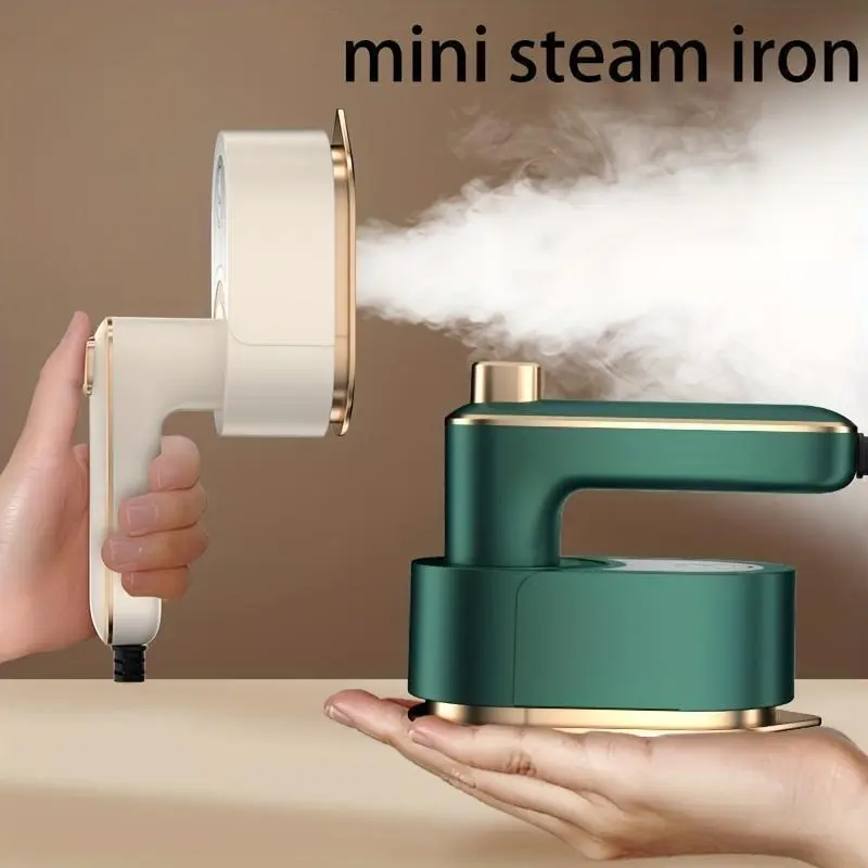 1pc Foldable Mini Steam Iron - Rapid Heating, Rotatable, Anti-Slip Handle for Travel and Home Use - Wrinkle-Free Clothes in Minutes 0