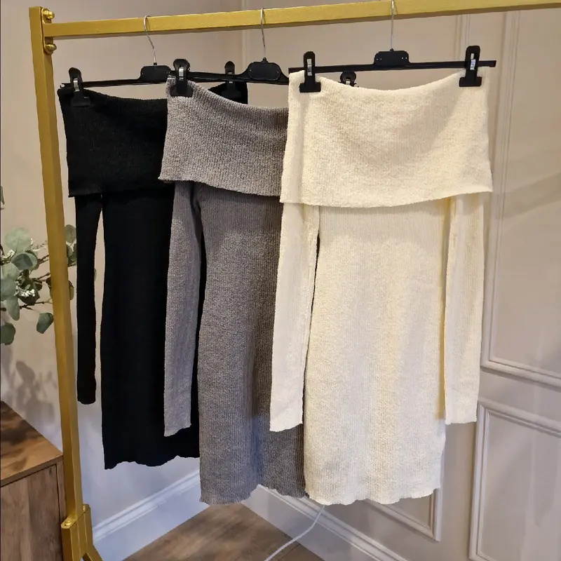 THE BEIGE COLLECTION - OFF THE SHOULDER JUMPER DRESS 0