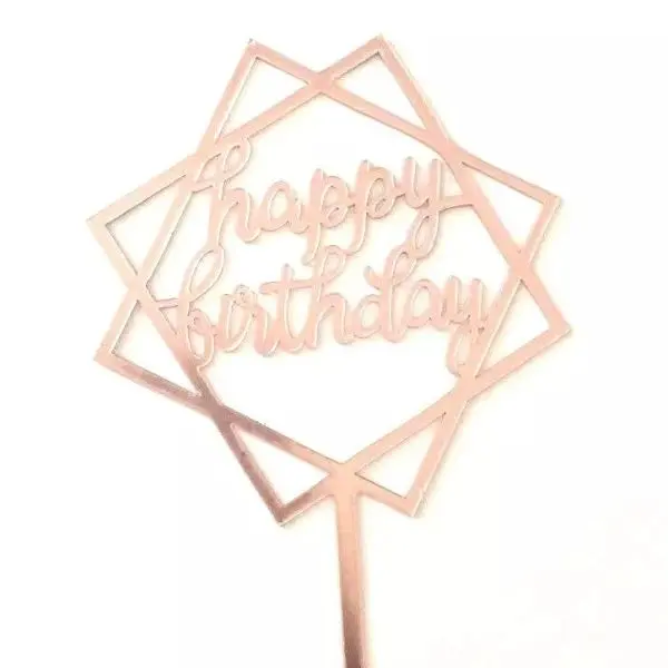 Cake Topper Birthday Party Happy Decoration Acrylic Supplies New Glitter Gold U 1
