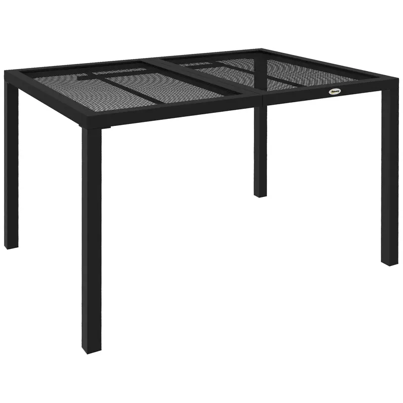 Outsunny Four-Seater Steel Garden Table, with Wired Top - Grey 0